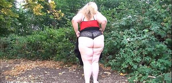  Fat mature flasher Sammis public nudity and outdoor masturbation of bbw housewif